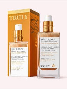TRULY Sun Drops Bronze Body Glow — Gold and White Bottle